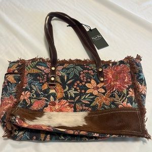Cowhide floral purse